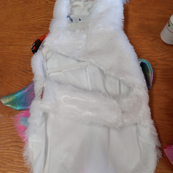 Rainbow Unicorn Hooded White Plush  Pet Dog Costume Small - Picture 8 of 8